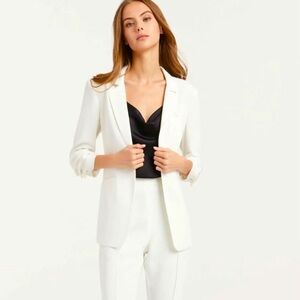 Cinq A Sept White Crepe Khloe Blazer Ivory Tailored Professional Jacket size 2